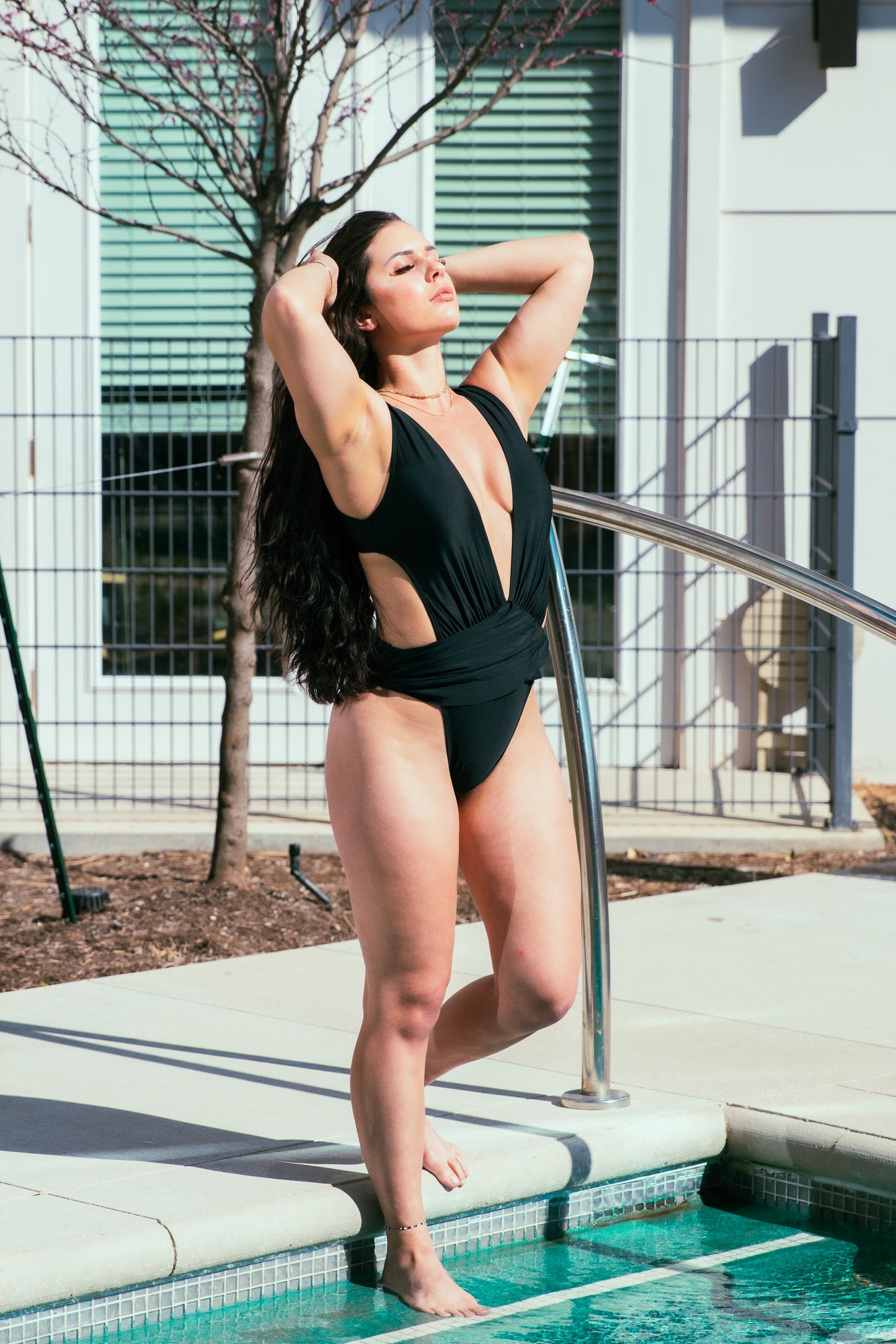 Salem V Cut One Piece - Black